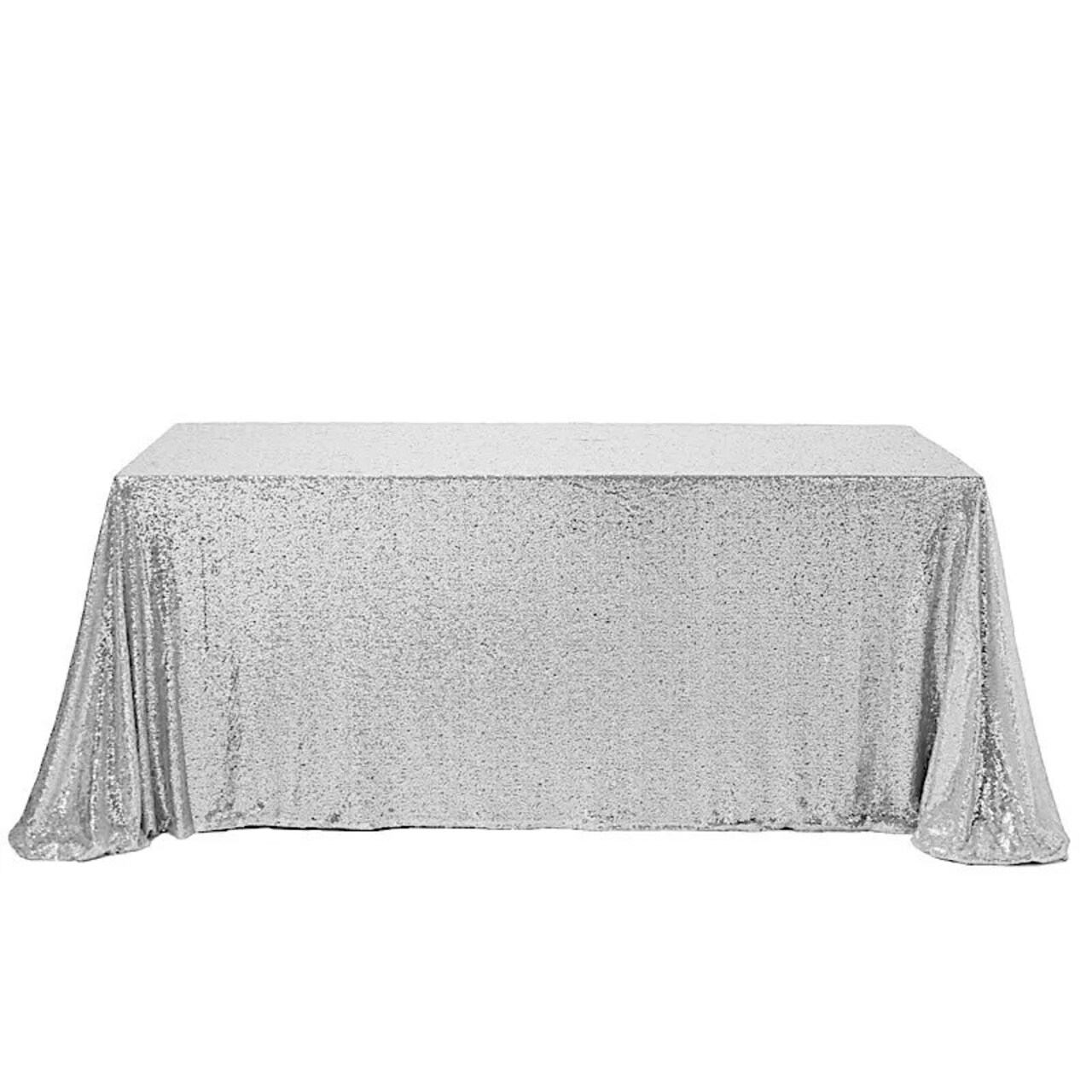 SILVER Sequined 90x156" RECTANGLE TABLECLOTH Designer Wedding Party Catering